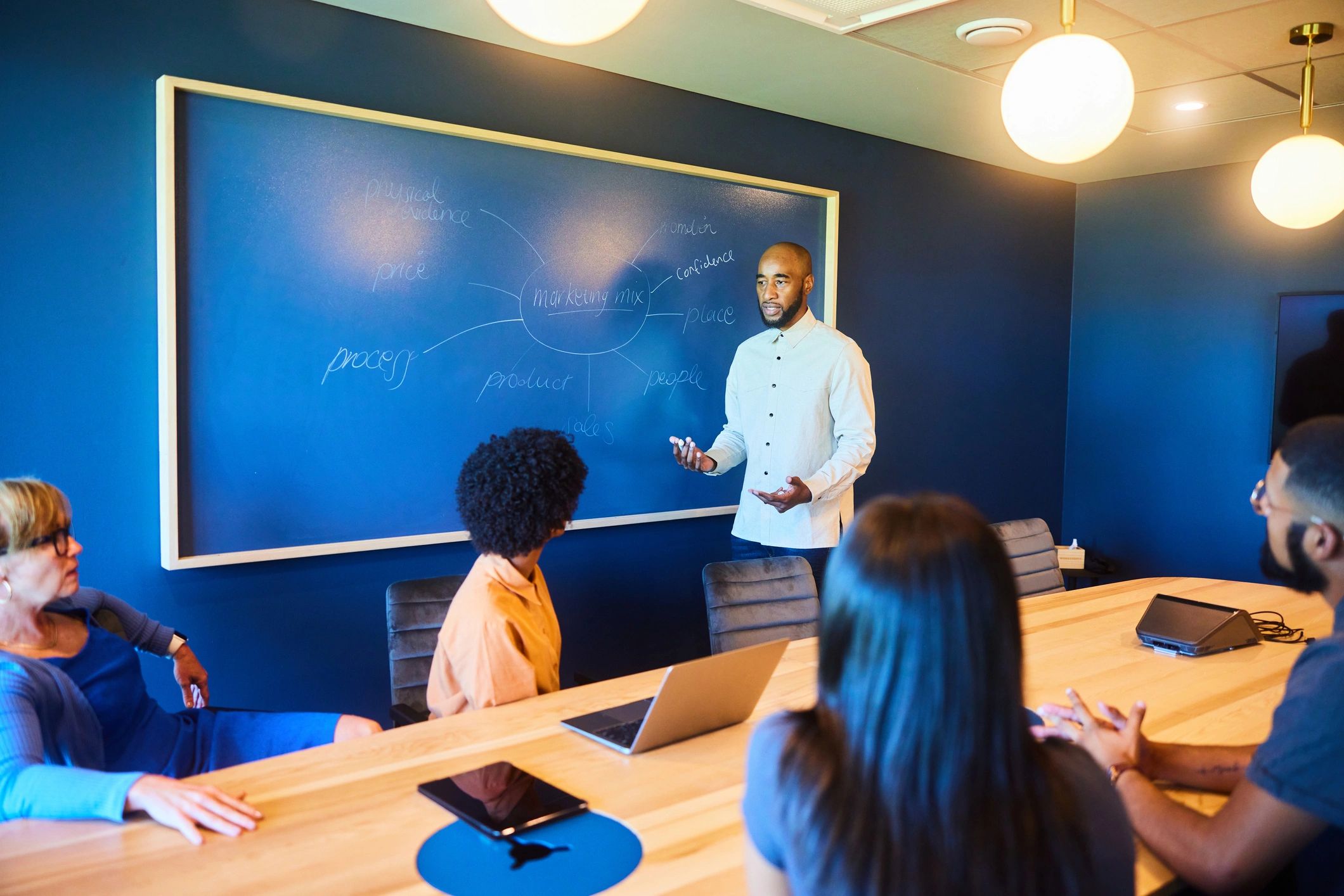 Business presentation in a board room