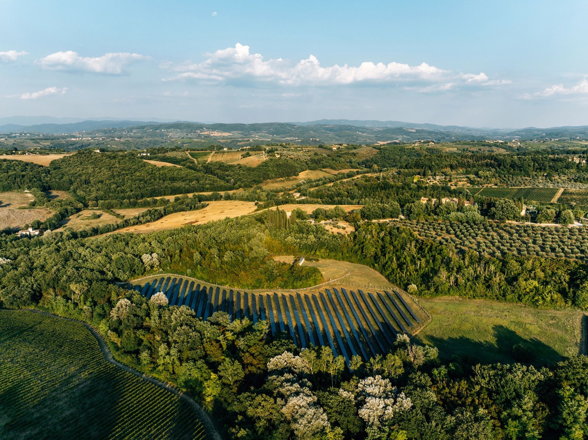 Solar farm in a rural landscape