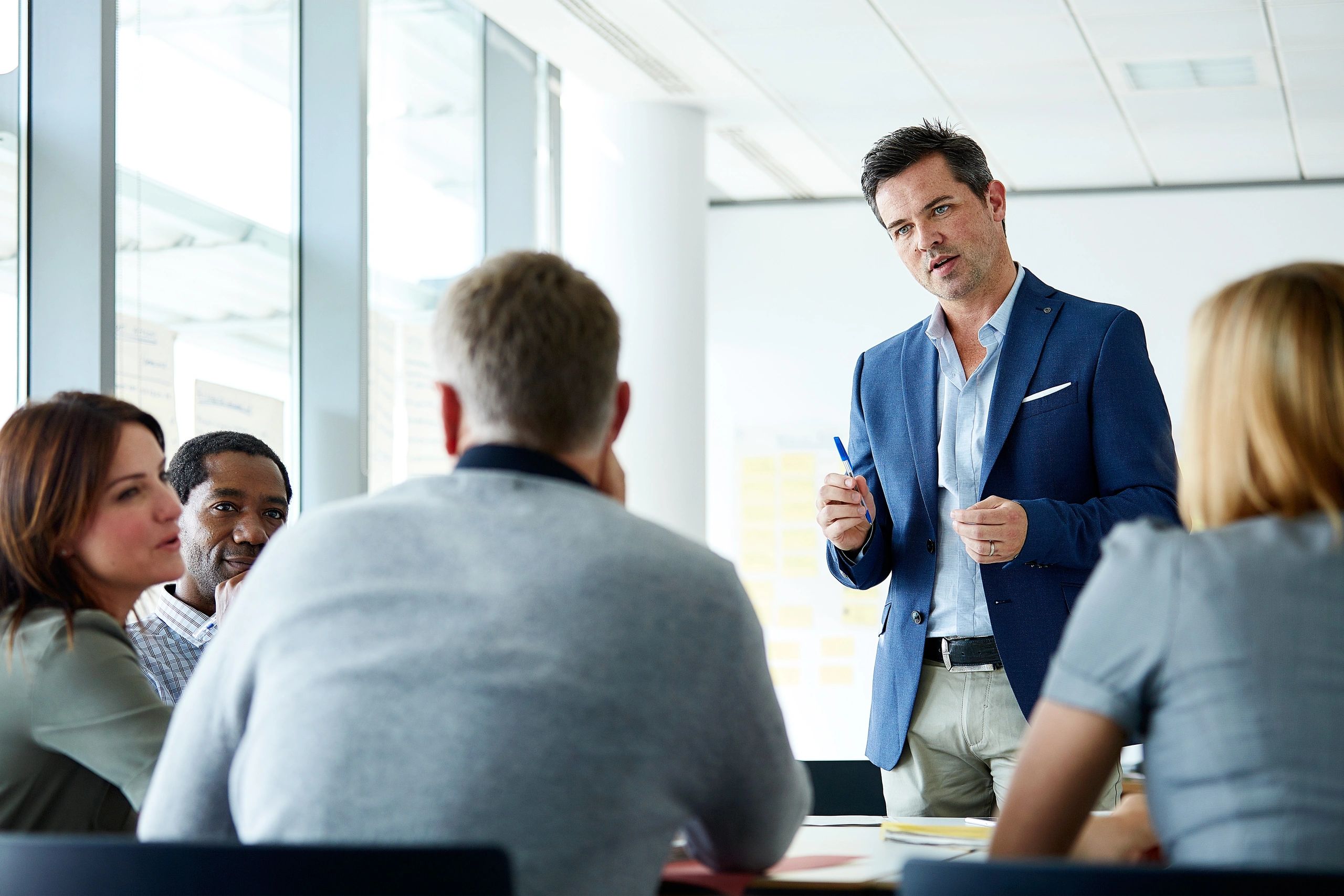 Consultant presenting a business plan to colleagues